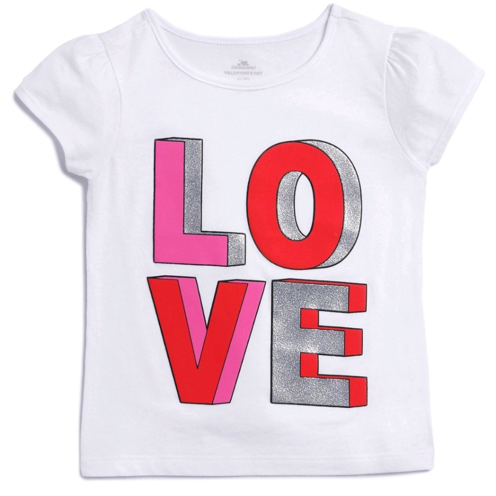 NWT Toddler Girls Valentine  "Love" Short-Sleeve T-Shirt